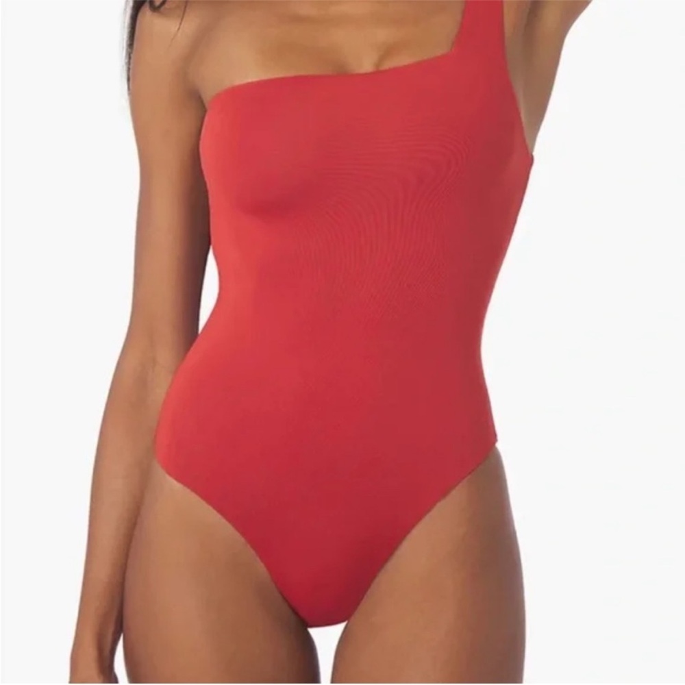 WeWoreWhat Red One-Shoulder Swimsuit